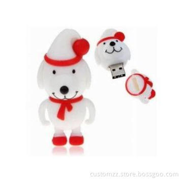 PVC Custom Printed USB Flash Drives Red Christmas Dog Promo